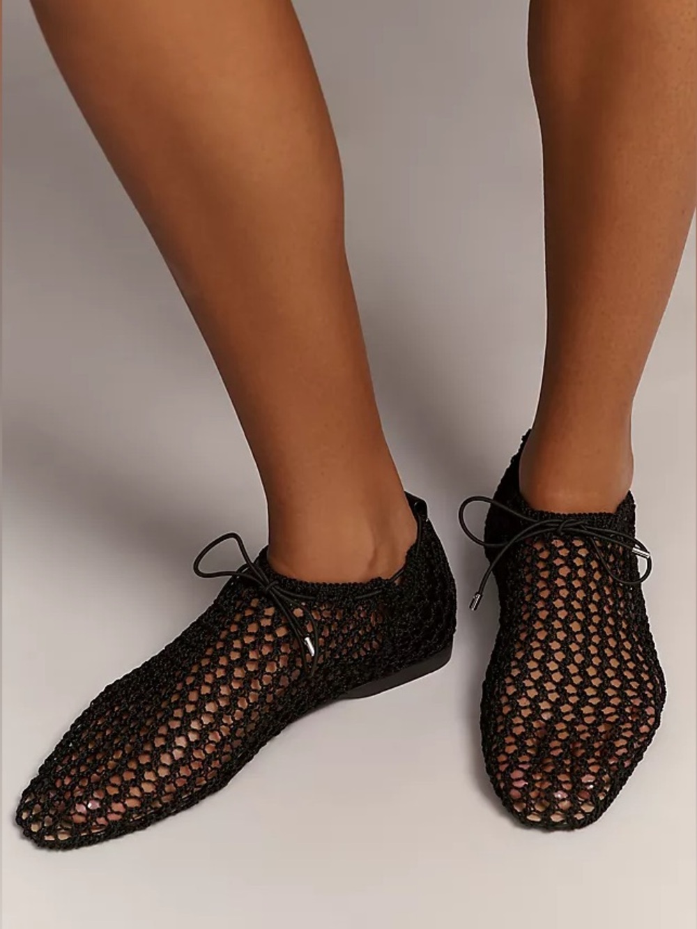 Anthropologie Silent D Lytt Black Mesh Flats
